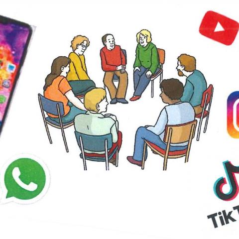 Collage Gruppe und Symbole