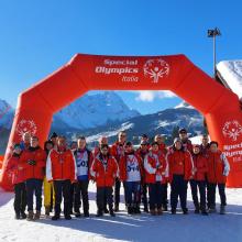 Die Gruppe der Sportler/innen der Lebenshilfe bei den Special Olympics in Sappada.